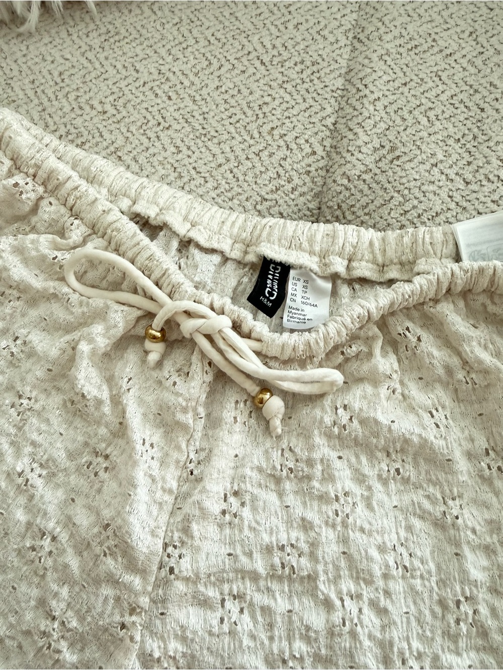 H&M Cream Eyelet Drawstring Cover up pants